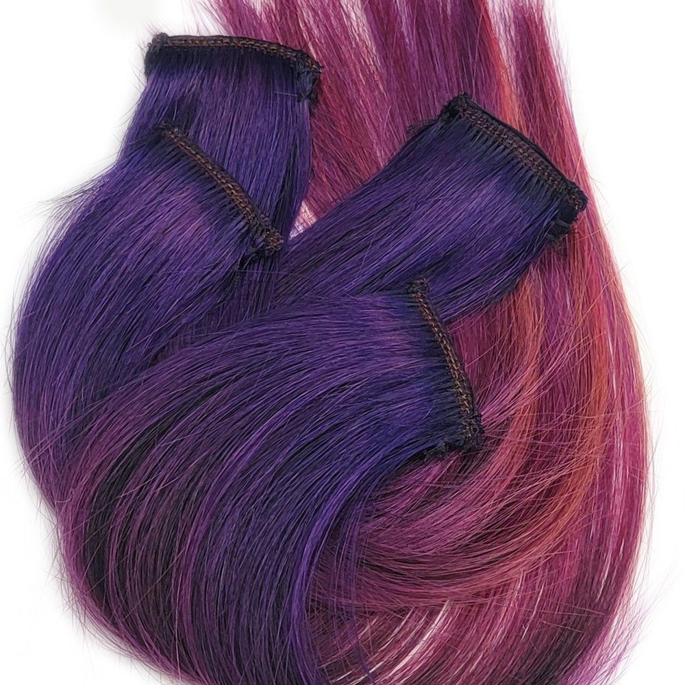 Purple Sunset Colored Ombre Double Drawn Clip in Remy Human Hair Extensions